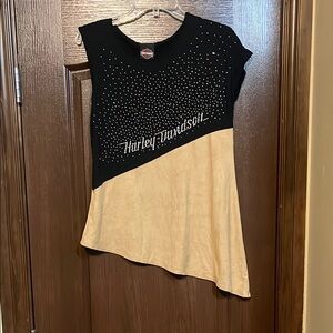 Harley-Davidson Black and Tan Women's Top